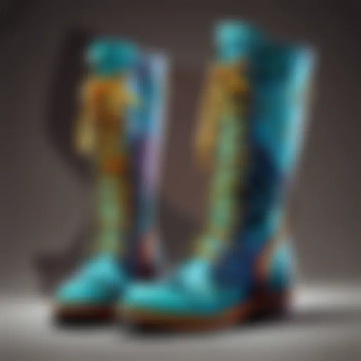 Fashionable Amazon high boots featuring unique geometric patterns