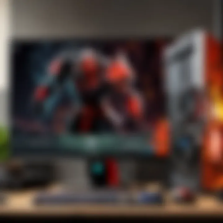 Budget-Friendly Gaming Setup A gaming setup showcasing a budget-friendly monitor and peripherals.