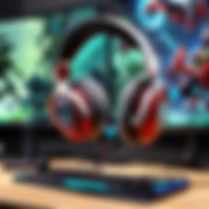 Stream setup featuring a gaming headset in action