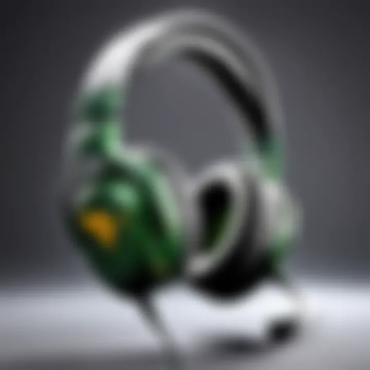 Close-up of headset technical specifications and features