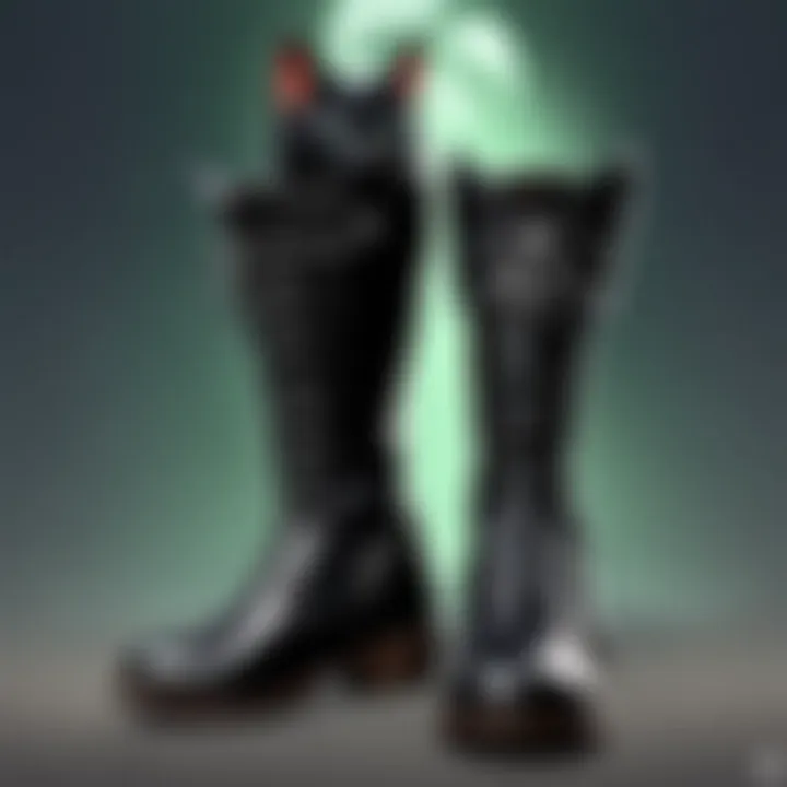 Sleek black cat boots with metallic accents