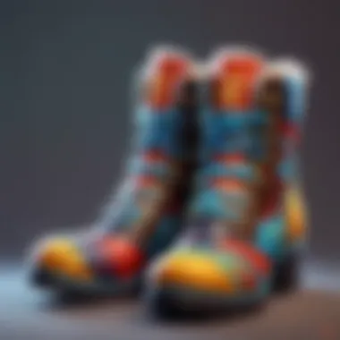 Colorful cat boots with artistic patterns