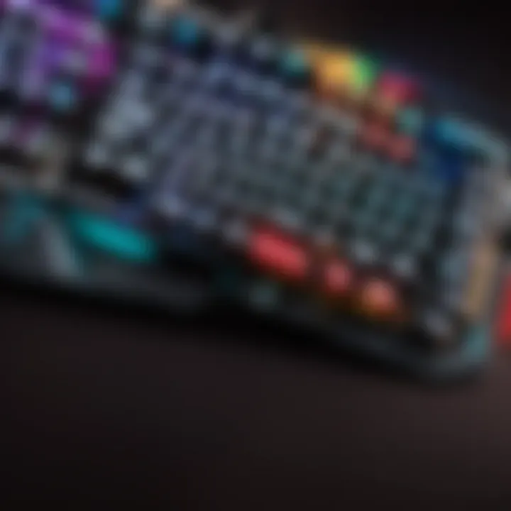 Illustration of a futuristic gaming keyboard with RGB lighting