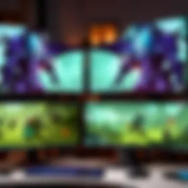 Close-up of dual monitors with advanced display settings