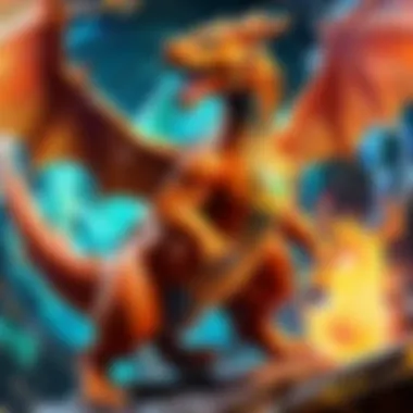 Detailed close-up of holographic Charizard in DotaRush