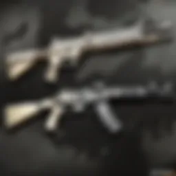An array of iconic weapons from the Call of Duty series showcasing their design evolution.
