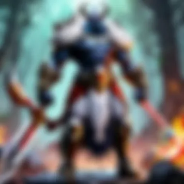 A character equipped with powerful godly items