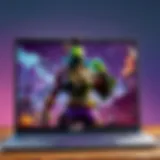 Fortnite Graphics on Laptop A visual representation of Fortnite's vibrant graphics on a laptop screen