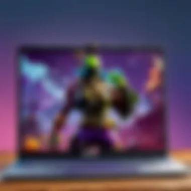 Fortnite Graphics on Laptop A visual representation of Fortnite's vibrant graphics on a laptop screen