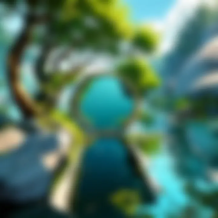 Crystal clear waters reflecting the lush surroundings