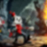Cuphead character in a vibrant boss battle