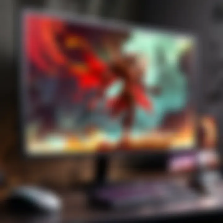 Close-up of a high-resolution gaming monitor displaying vibrant colors