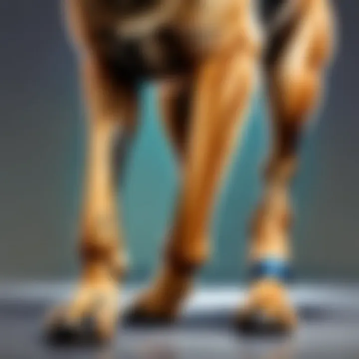 Veterinarian examining a German Shepherd's front leg