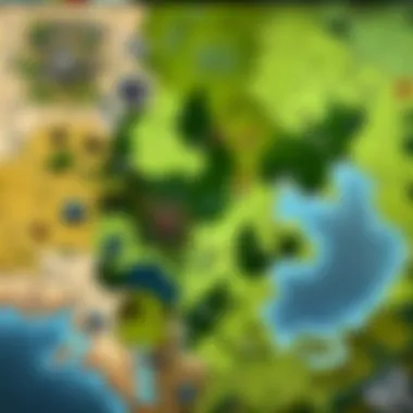 An intricate Dota map highlighting key strategic locations