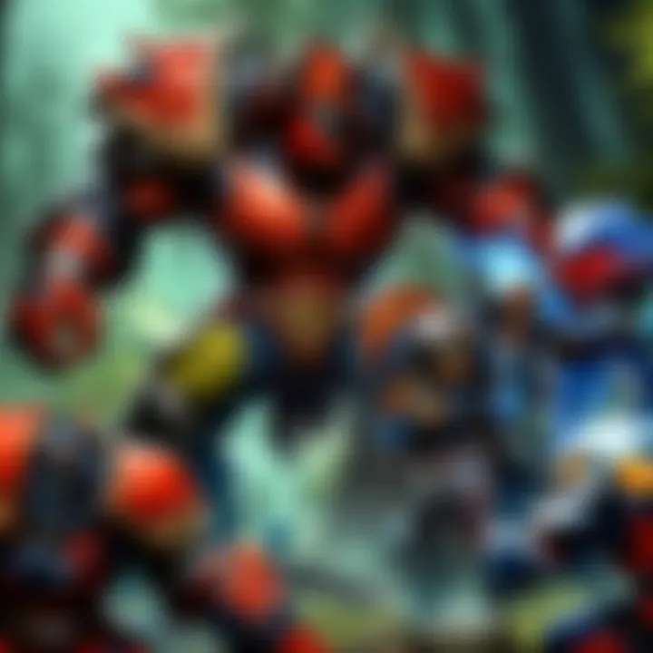 A group of players engaging in a Dota match, illustrating teamwork