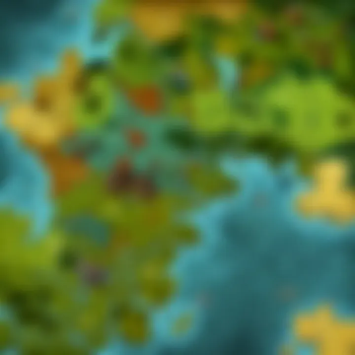 Strategic map layout illustrating lanes and objectives