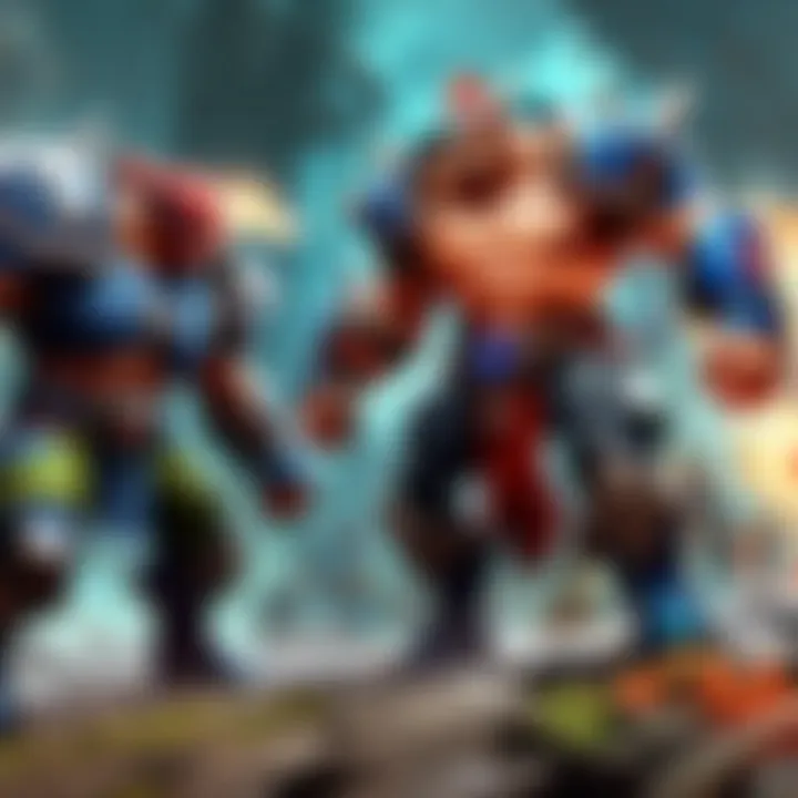 An intense team fight showcasing heroes in action