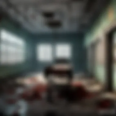 Eerie abandoned hospital setting in a zombie game