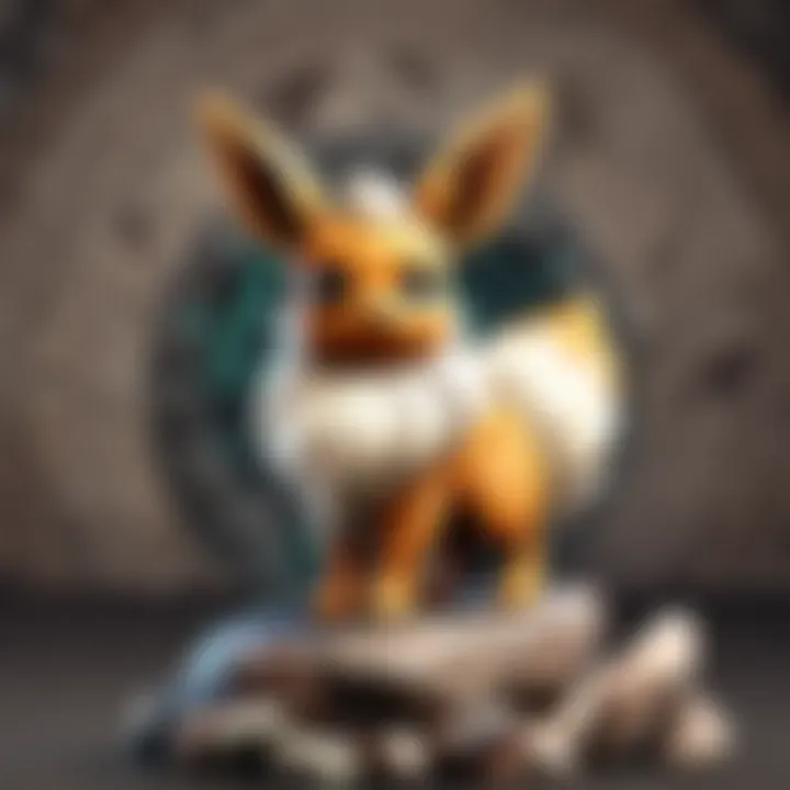 Eevee next to evolutionary stones