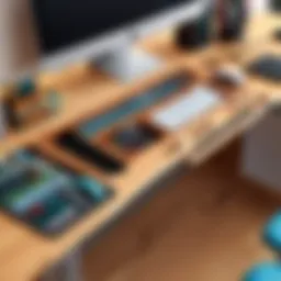 Innovative cable management with wooden desk organizer