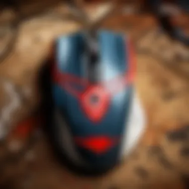 A close-up of a high-performance gaming mouse highlighting its features.