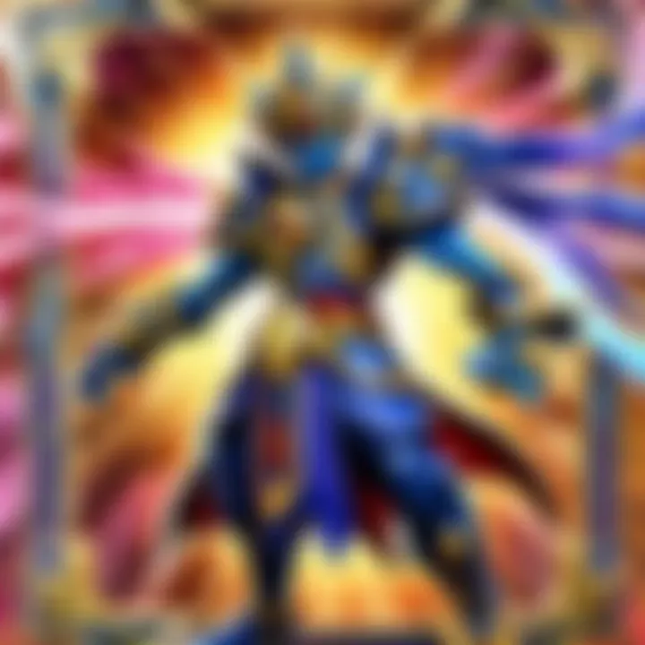 Close-up of rare Yu-Gi-Oh! cards displayed in a box