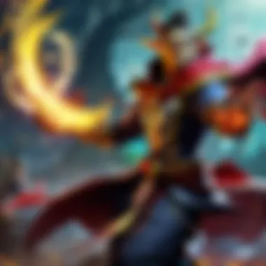 Chen casting a spell amidst a vibrant battlefield