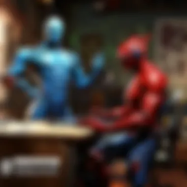 Elevated view of a creative workspace with copyright-free music playing