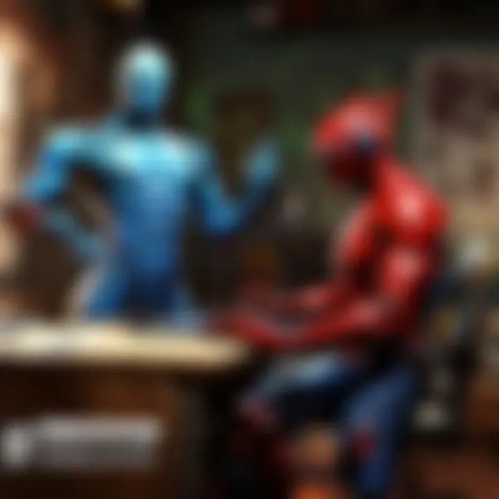 Elevated view of a creative workspace with copyright-free music playing