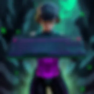 Close-up of a gaming keyboard with Razer Chroma customization