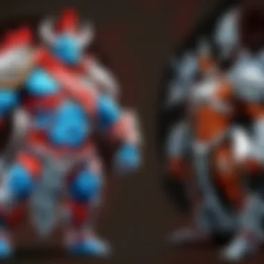 Dota Gameplay with Diverse Skins Dota gameplay showcasing various skins