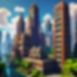 Colorful Minecraft cityscape