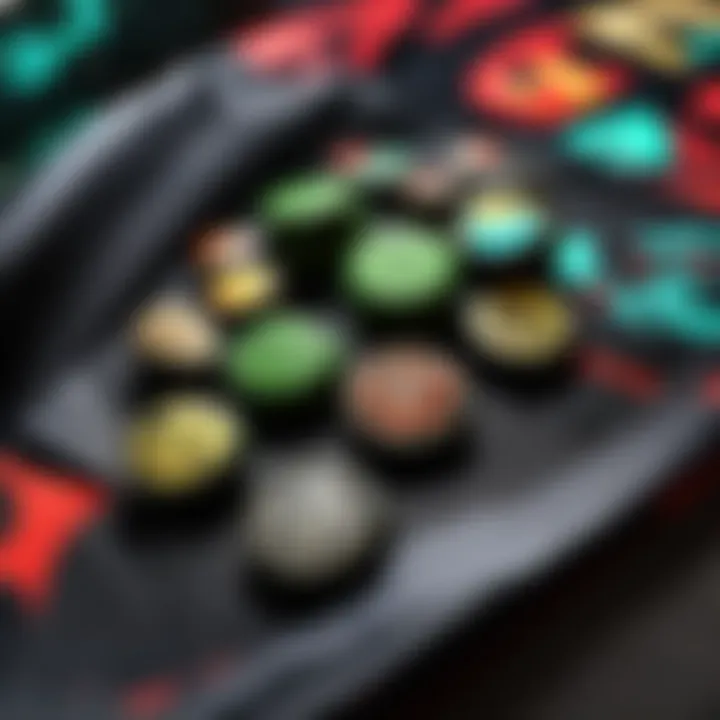 Comparison of different types of gaming thumb grips arranged neatly