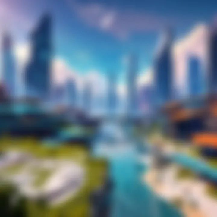 Futuristic cityscape with advanced technology