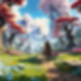 A vibrant landscape of Ikoria showcasing its diverse ecosystems