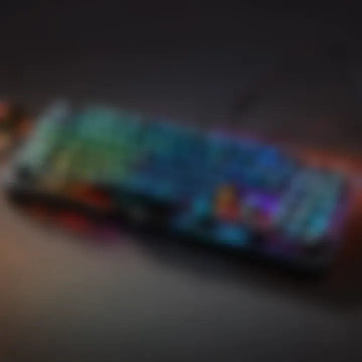 RGB backlighting on compact gaming keyboard