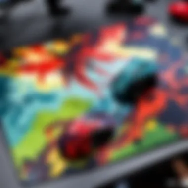 An ergonomic gaming setup featuring a customized mouse pad designed for comfort and performance.