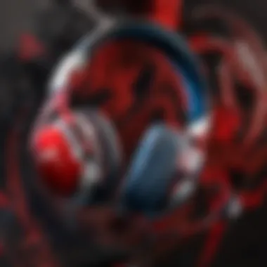 HyperX Cloud headsets displayed on a gaming setup with ambient lighting