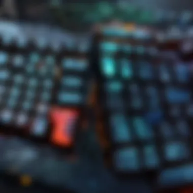 Close-up view of shrouded keyboard keys highlighting tactile feedback