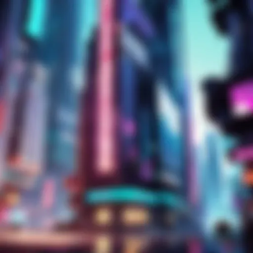 A futuristic cyberpunk cityscape