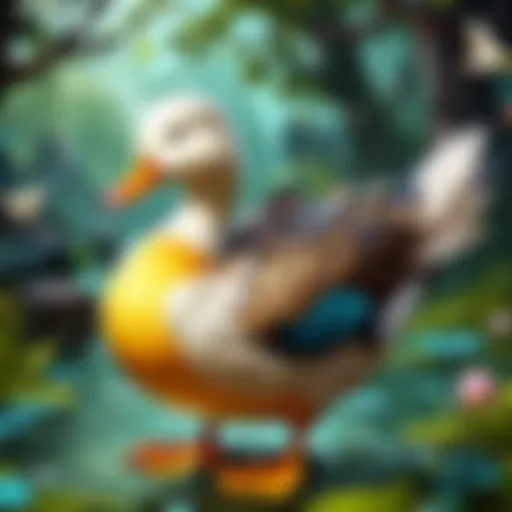 Artistic representation of a whimsical duck quack ringtone