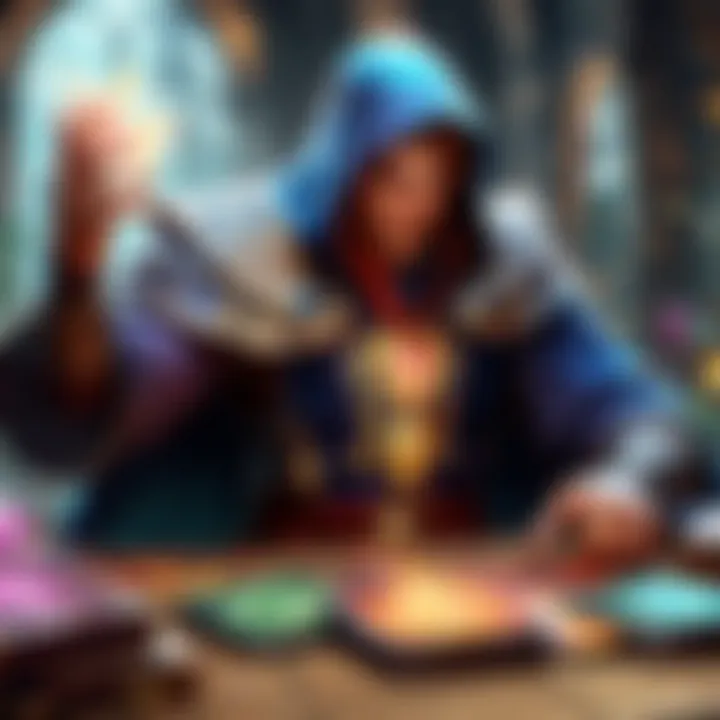 Mobile card game intricate spellcasting