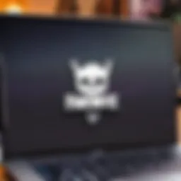Fortnite logo on MacBook screen