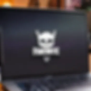 Immersive Fortnite logo display on MacBook screen Fortnite logo on MacBook screen