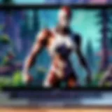 Fortnite logo on MacBook screen