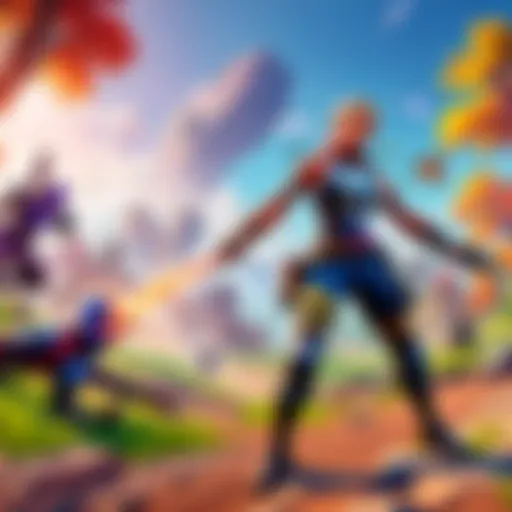 Vibrant Battle Scene in Fortnite Fortnite gameplay screenshot showcasing a vibrant battle scene