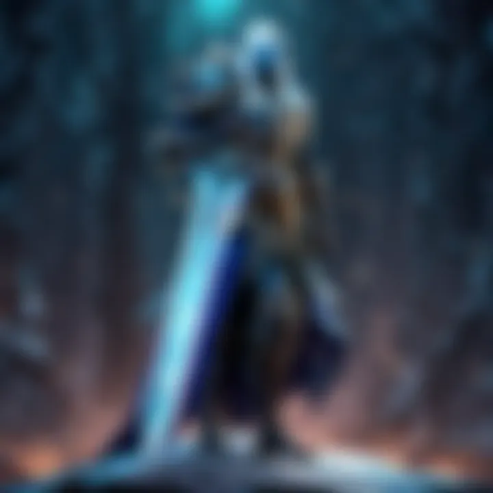 Ethereal glow surrounding the Frostmourne Sword