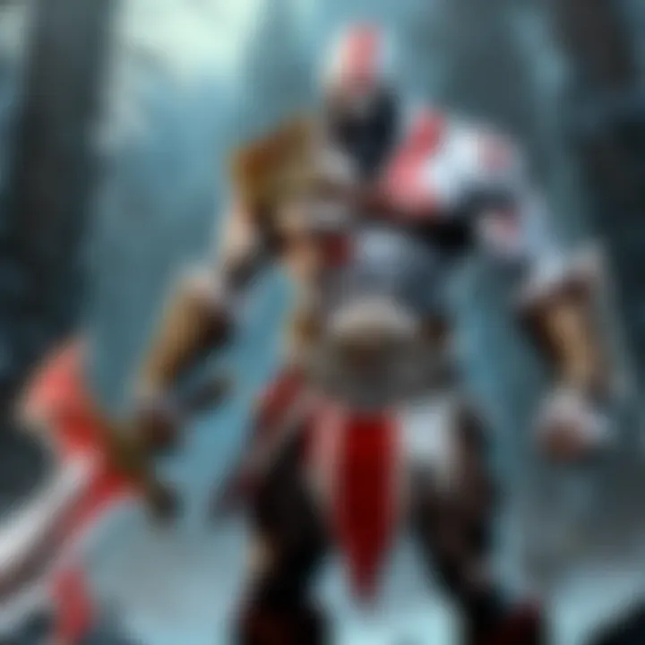 Kratos and His Blades of Chaos Kratos wielding his iconic Blades of Chaos in a dramatic pose