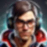 A gamer wearing glasses using a headset