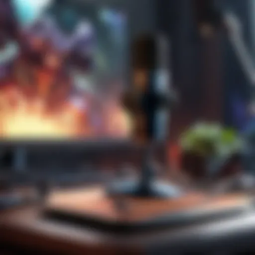 Microphone on a futuristic gaming desk